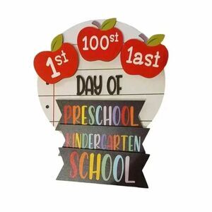 First And Last Day of School Board, 8" Round Wooden 2 Layers Double Sided, Back